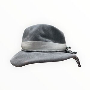 Vintage Doeskin Wool, Chic Gray Women's Hat with Ribbon Detail